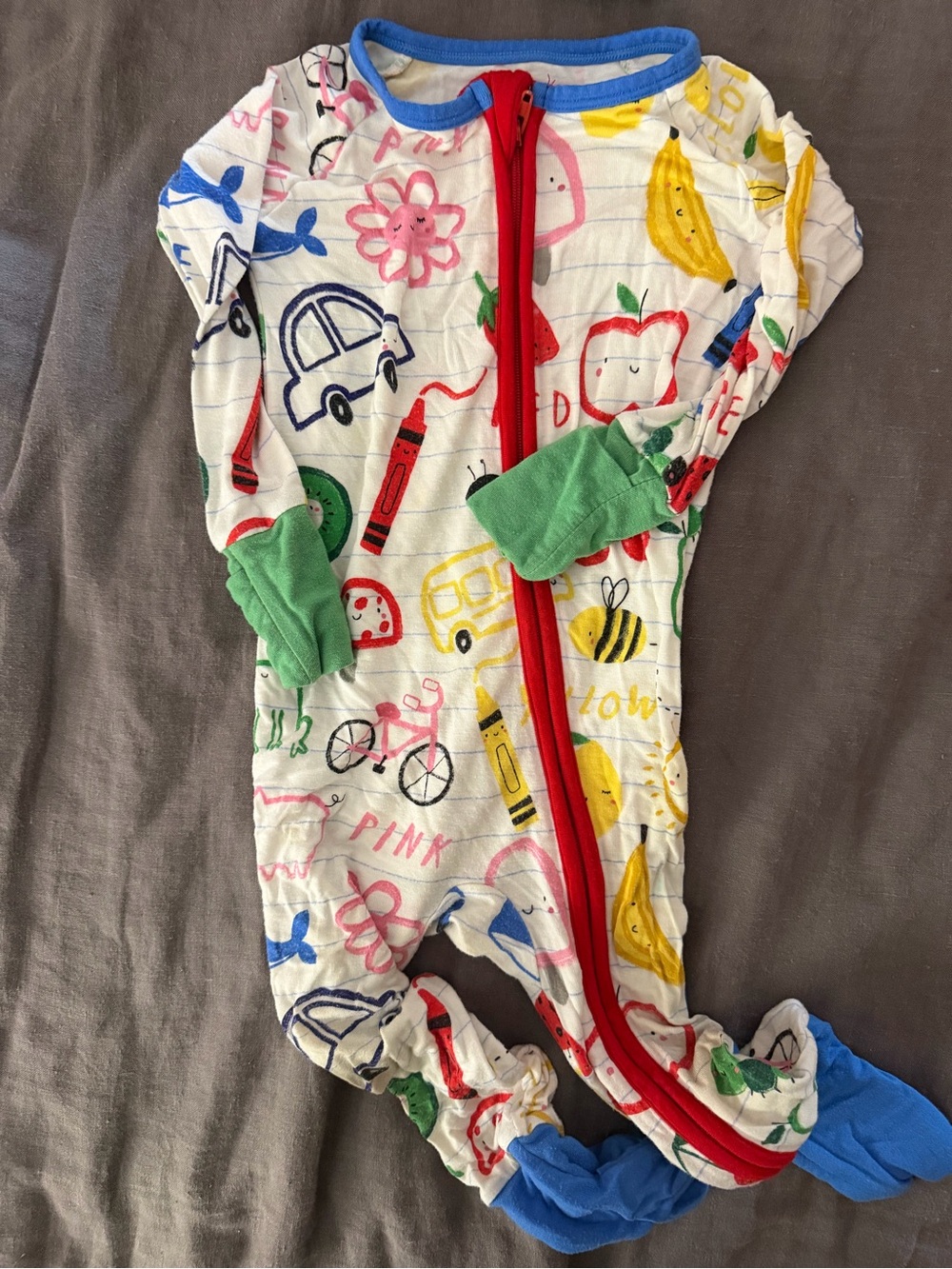 Kids Cotton One-Piece Zipper Sleepwear in Multicolor